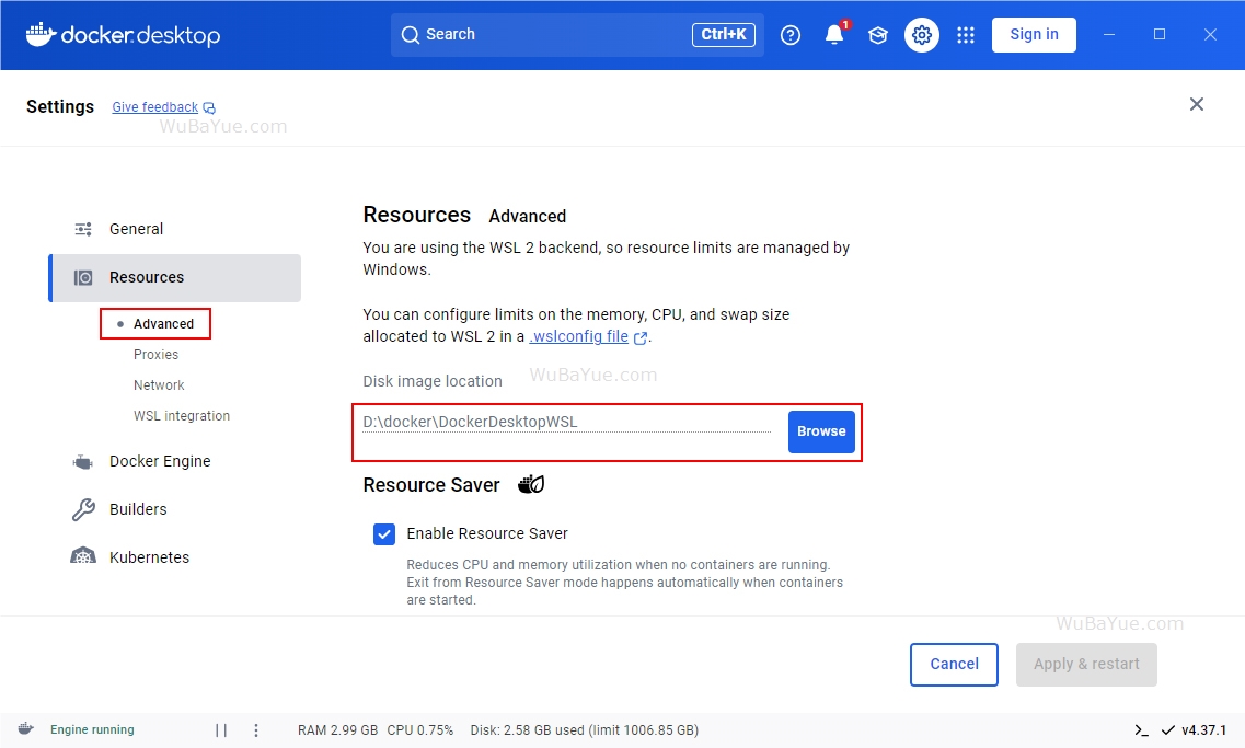 设置Docker Desktop的储存位置